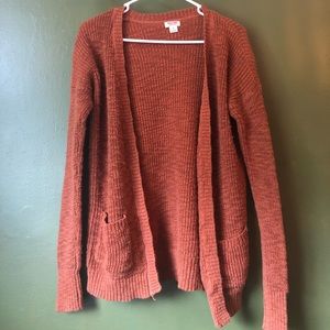 Orange knit cardigan